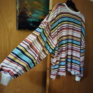 UO multi color striped balloon long sleeve tee sweatshirt